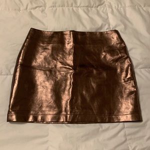 Metallic gold faux leather skirt